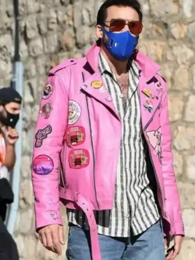 Nicolas Leather Cage Pink Motorcycle Jacket