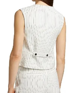 Only Murders In The Building Selena Gomez Pinstripe White Vest Back