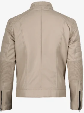 Order Cafe Racer Beige Real Leather Unisex Jacket