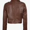 Order Lena Cognac Brown Cropped Leather Unisex Jacket