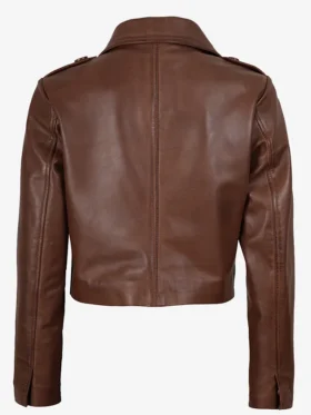 Order Lena Cognac Brown Cropped Leather Unisex Jacket