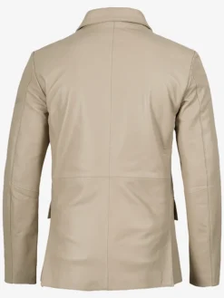 Order Mens Beige Real Leather Unisex Blazer