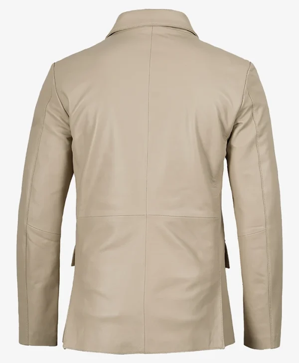 Order Mens Beige Real Leather Unisex Blazer
