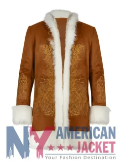 Penny Lane Brown Embroidered Suede Coat