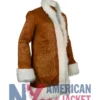 Penny Lane Embroidered Brown Suede Coat