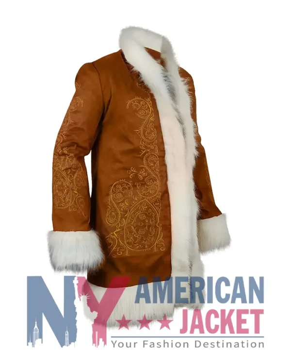 Penny Lane Embroidered Brown Suede Coat