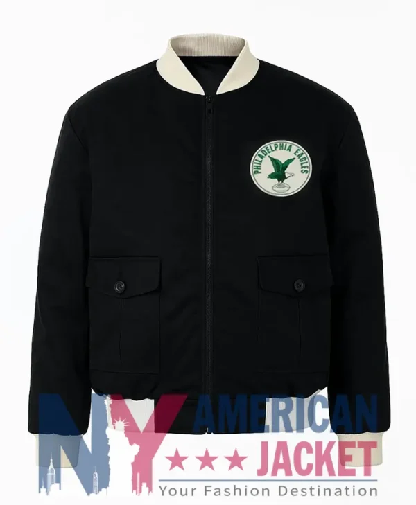 Philadelphia Eagles Black Cotton Bomber Jacket