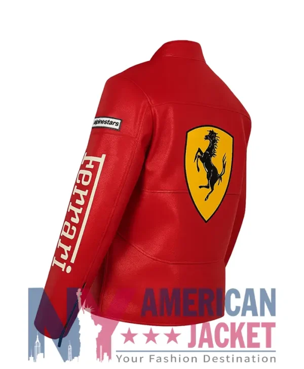 Racing Ferrari Motorcycle Red Leather Jacket