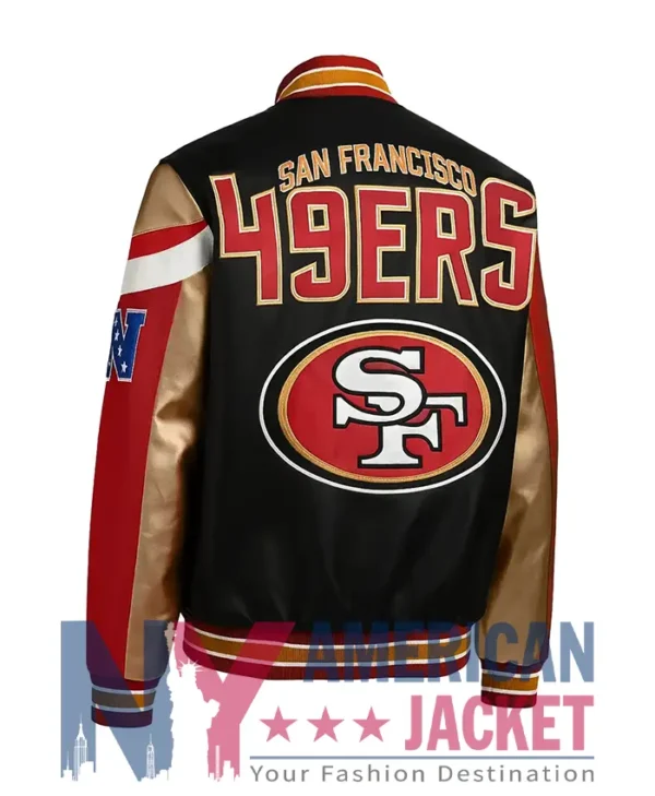SF 49ers Black Bomber Leather Jacket