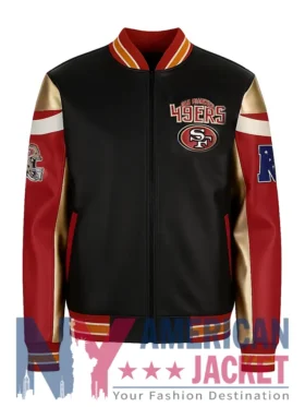 SF 49ers Bomber Leather Black Jacket
