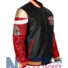 SF 49ers Leather Black Bomber Jacket
