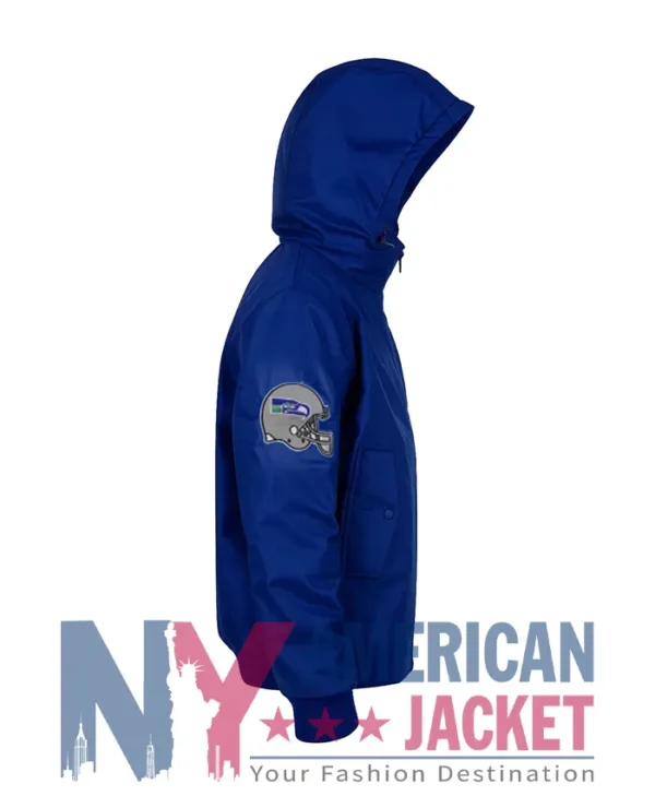 Seattle Seahawks Blue Hooded Bomber Jacket