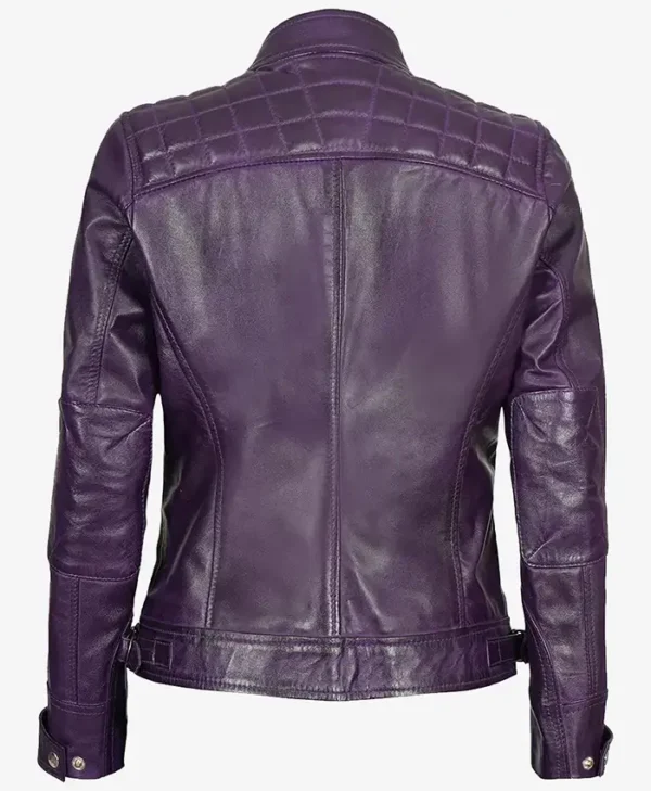 Shop Cafe Racer Purple Quilted Leather Jacket For Men And Women