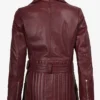 Shop Fashion Burgundy Asymmetrical Real Leather Biker Jacket For Men And Women