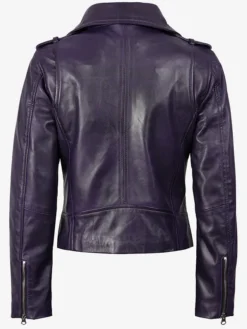Shop Kirsten Wax Asymmetrical Biker Fashion Purple Leather Jacket For Men And Women
