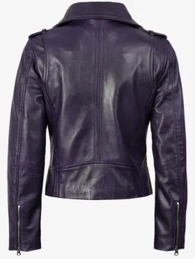 Shop Kirsten Wax Asymmetrical Biker Fashion Purple Leather Jacket For Men And Women