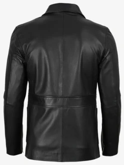 Shop Two Button Black Leather Blazer For Men And Women