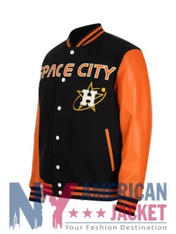 Space City Houston Astros Black and Orange Varsity Jacket