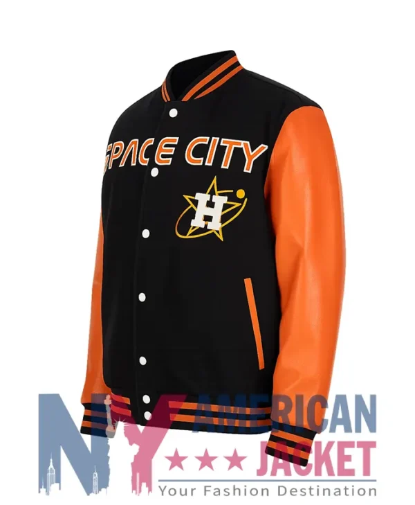 Space City Houston Astros Black and Orange Varsity Jacket
