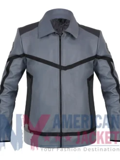 Star Trek Strange New Worlds Captain Pike Anson Mount Black Genuine Leather Jacket front view