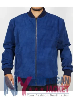 Suede Blue Bomber Jacket
