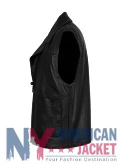 The Virginian James Black Drury Leather Vest