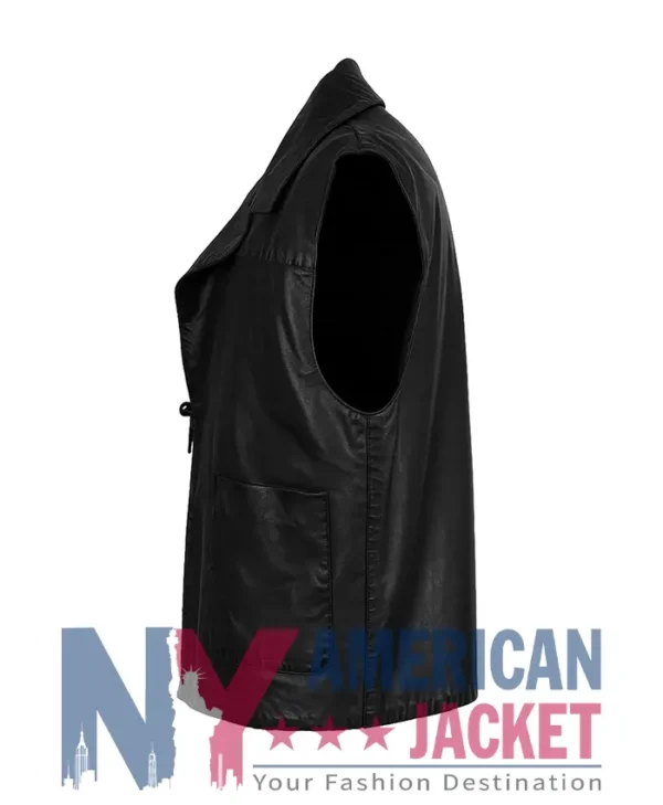 The Virginian James Black Drury Leather Vest