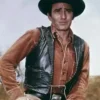 The Virginian James Drury Black Leather Vest
