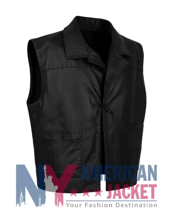 The Virginian James Leather Drury Black Vest