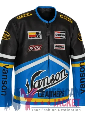 Vanson Leather Motorcycle Blue Jacket