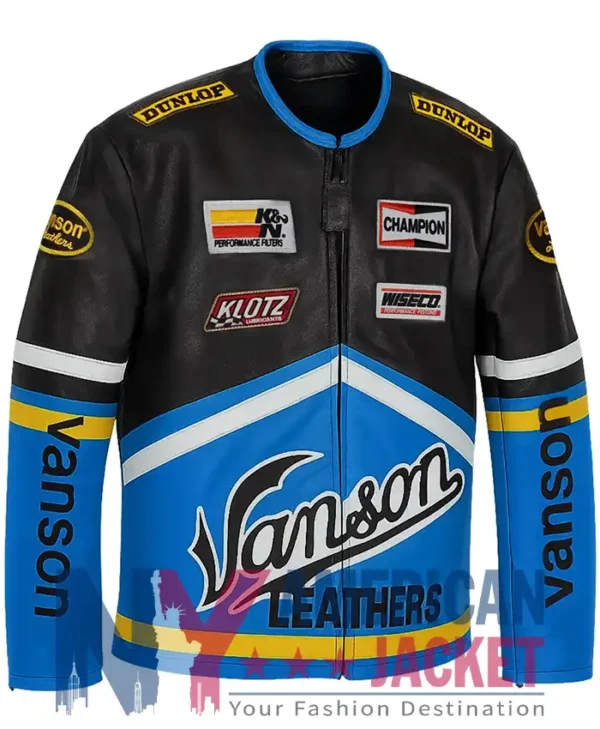 Vanson Leather Motorcycle Blue Jacket