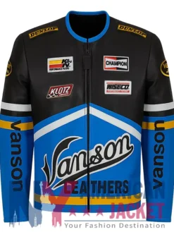 Vanson Motorcycle Blue Leather Jacket