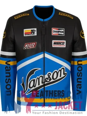 Vanson Motorcycle Blue Leather Jacket