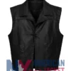 The Virginian James Leather Drury Black Vest