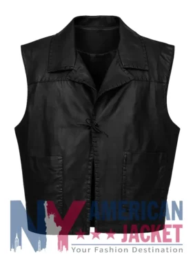 The Virginian James Leather Drury Black Vest