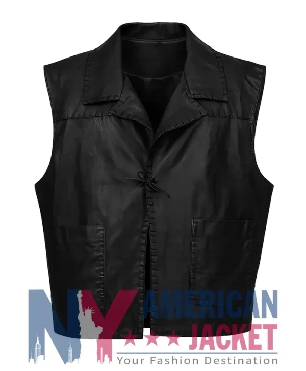 The Virginian James Leather Drury Black Vest