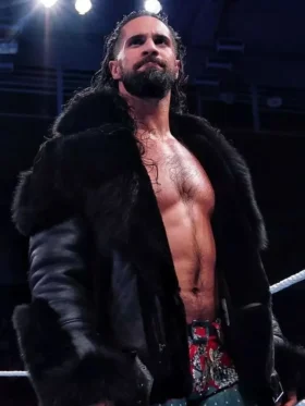 WWE Seth Rollins Shearling Black Jacket