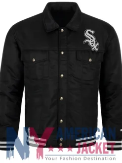 White Chicago Sox Trucker Black Jacket
