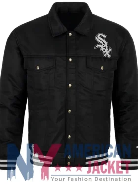 White Chicago Sox Trucker Black Jacket