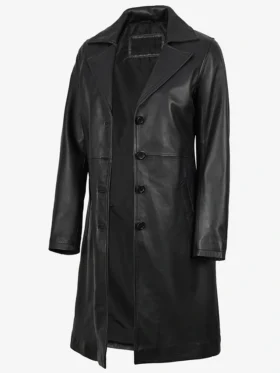 Women Jackson Black Real Leather Car Coat