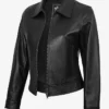 Womens Classic Harrington Black Leather Jacket