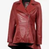 Womens Peplum Red Leather Jacket