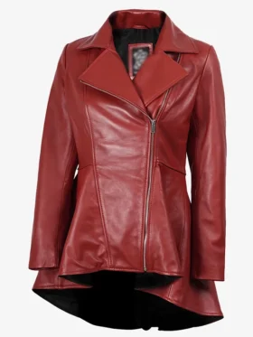 Womens Peplum Red Leather Jacket