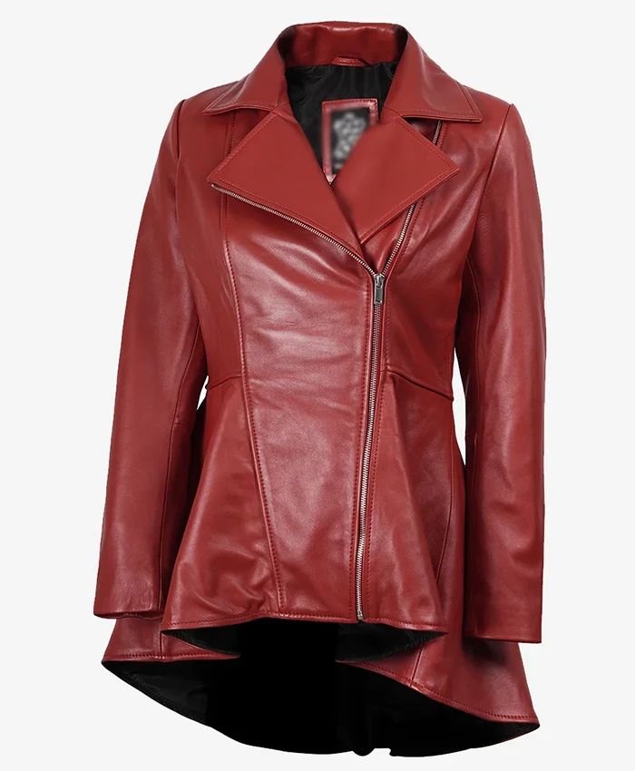 Womens Peplum Red Leather Jacket