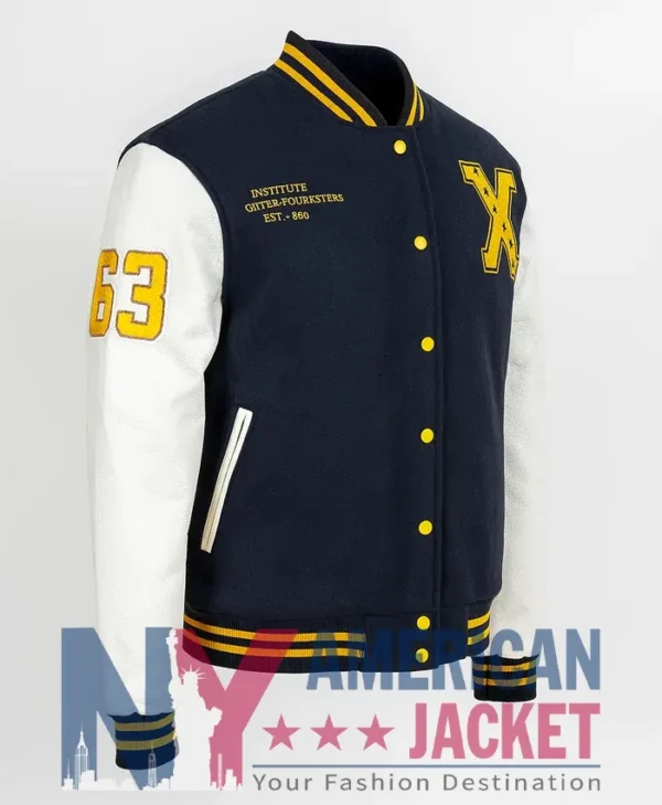 Xavier Institute Black And White Varsity Letterman Jacket