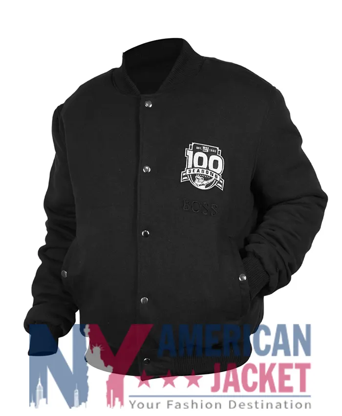 100th Season Boss NY Giants Bomber Hugo Black Jacket