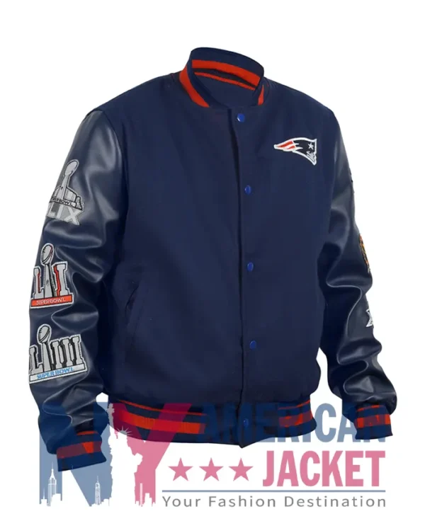6X New England Patriots Super Bowl Champions Navy Jacket
