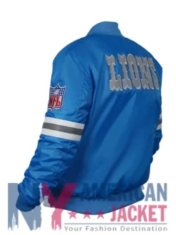 80s Detroit Lions Sky Satin Blue Varsity Jacket