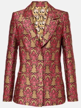 Access Daily 2025 Jane Lynch Floral Jacquard Blazer For Women