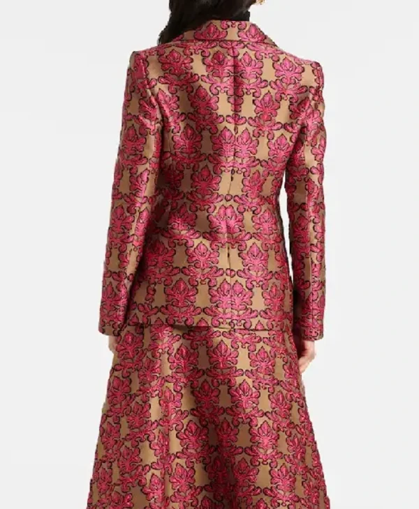 Access Daily 2025 Jane Lynch Floral Jacquard Pink & Gold Blazer